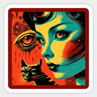 Retro Scifi Movie Cat Sticker